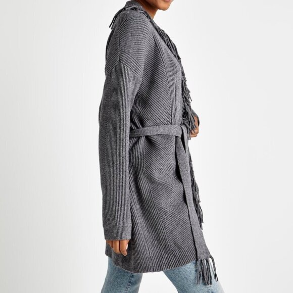 Splendid Cora Fringe Cardigan gray M medium NWT NEW - Picture 5 of 12